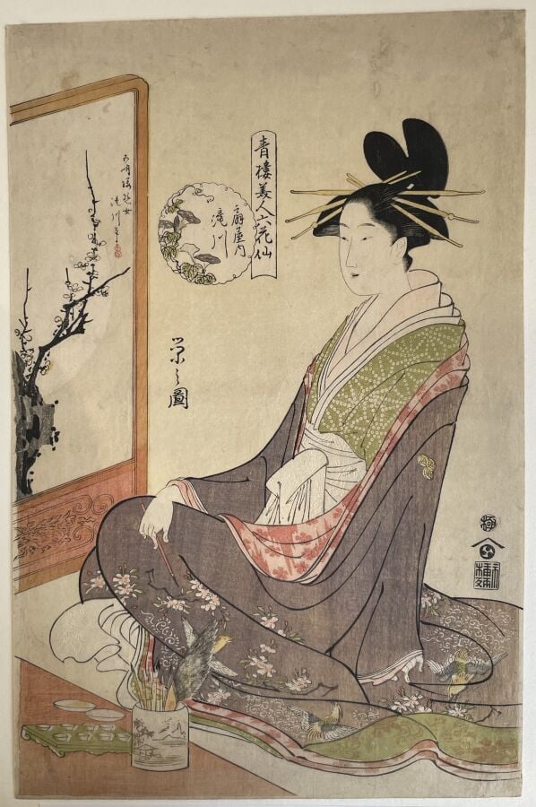 Chobunsai Eishi (1756 -1829) - Oban tate-e de la série seiro bijin rokkasen, be…