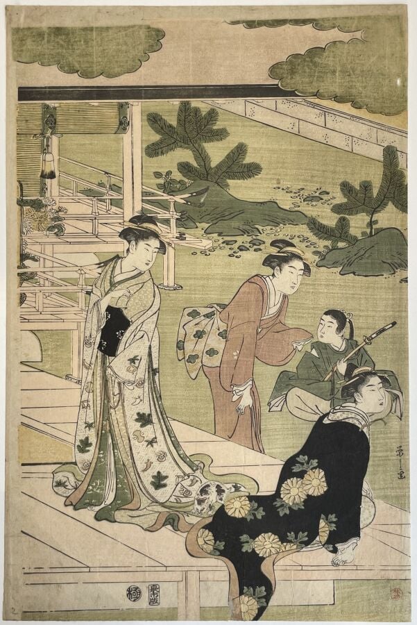 Chobunsai Eishi (1756 -1829) - Triptyque, oban tate-e de la série furyu yatsush…