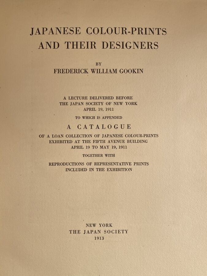 Gookin, Frederick William, Japanese colour prints and their designers, The Japa…