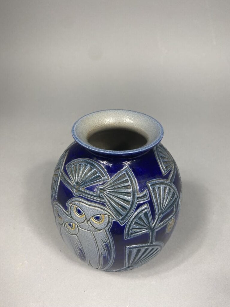 Hubert KRUMEICH-REMMY (1872-1944), Oberbetschdorf - Vase ovoïde en grès émaillé…