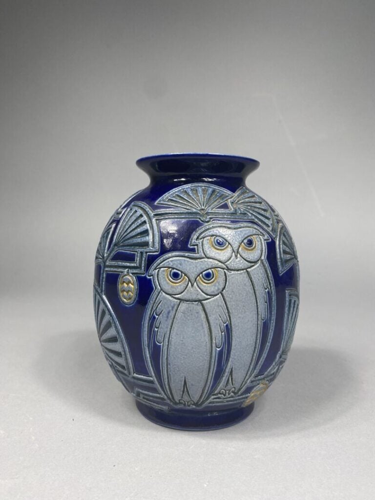 Hubert KRUMEICH-REMMY (1872-1944), Oberbetschdorf - Vase ovoïde en grès émaillé…