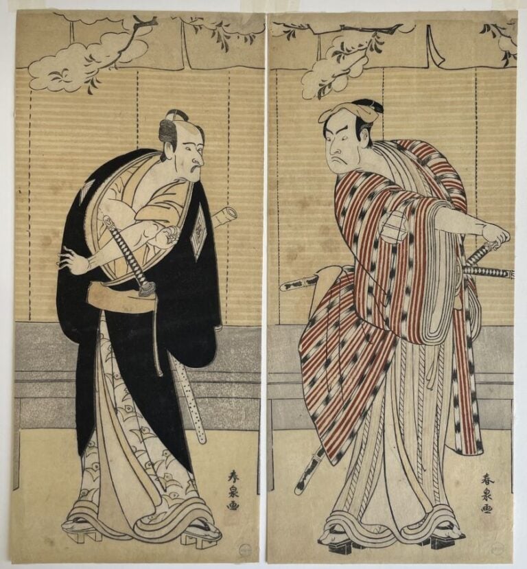 Katsukawa Shunsen (act.1805-1821) - Diptyque, hosoban tate-e, portraits des act…