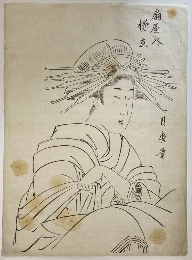 Kitagawa Tsukimaro (?-1830) - Aiban tate-e, de la série Mu tamagawa, les six ri…