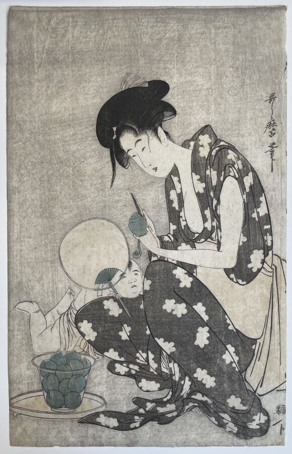 Kitagawa Utamaro (1753?-1806): - Oban tate-e représentant une jeune femme épluc…