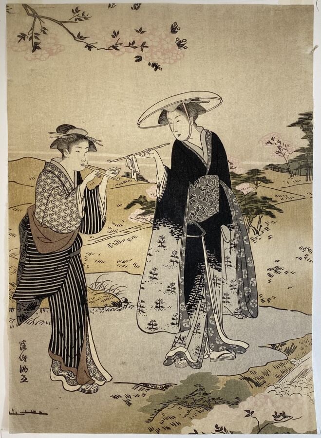 Kubo Shunman (1757-1820) - Triptyque, oban tate-e, partie d'hexaptyque, Mu tama…
