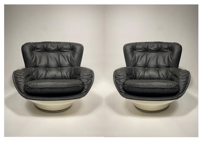 Michel CADESTIN (né en 1942) - Paire de fauteuils modèle « Karaté » à coque mou…