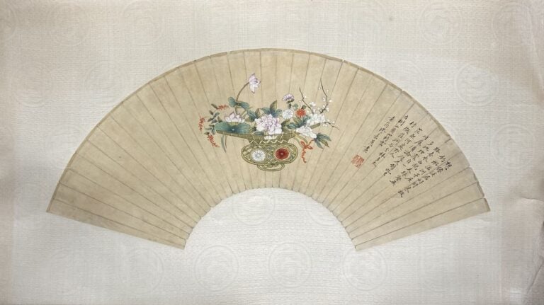 Mou Jiahui (XIX-XX): - Trois projets d'éventails: dragons dans les nuages, papi…
