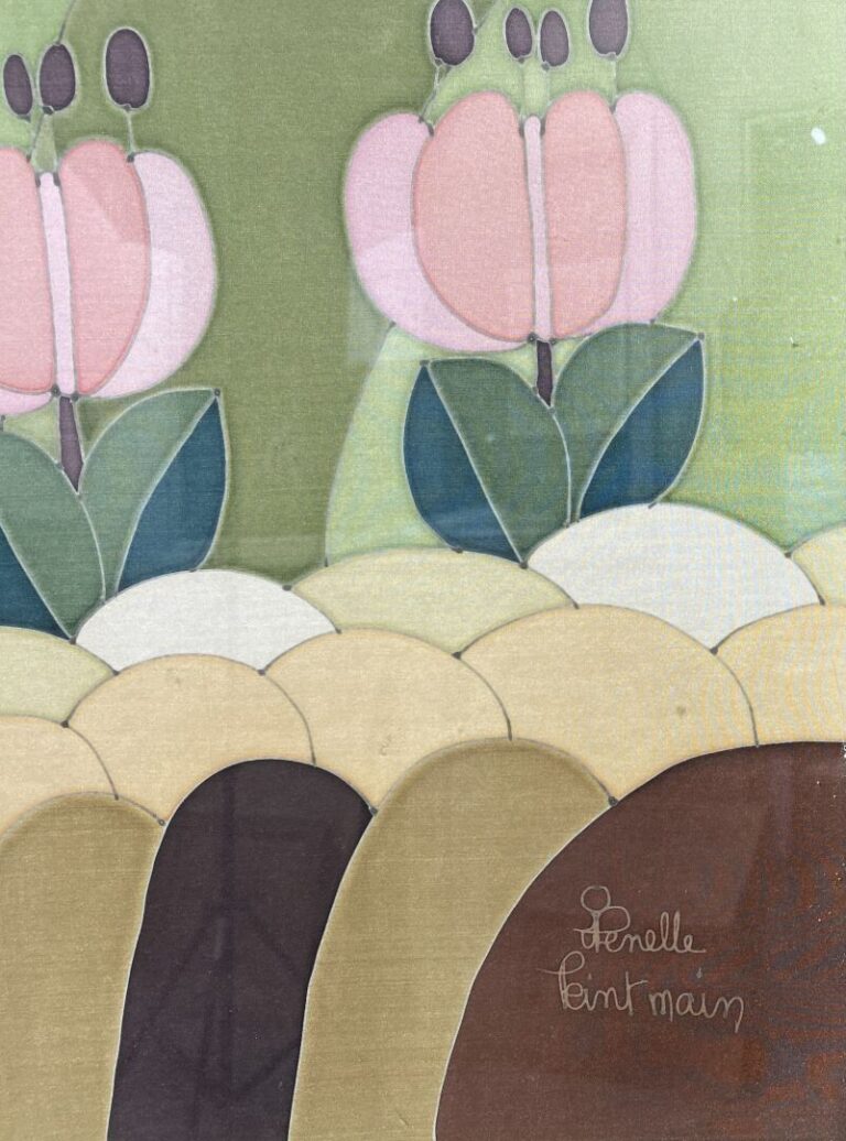 Odile PENELLE (1946-2015) - Maison dans un paysage - Encre sur soie - Signée en…