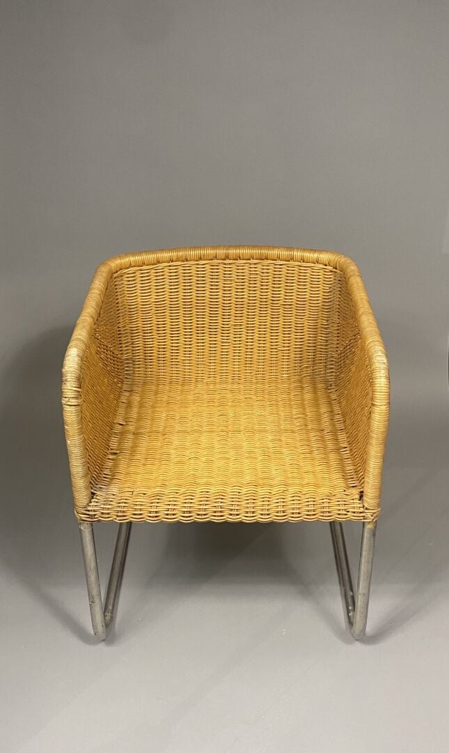 Preben FABRICIUS (1931-1984) - Suite de six fauteuils à assises en rotin tresse…