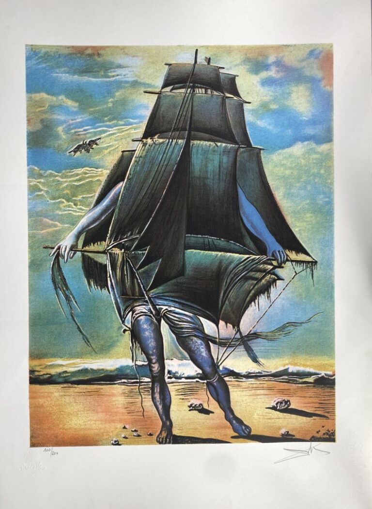 Salvador DALI (1904-1989), d'après - L'homme bateau - Lithographie en couleurs…