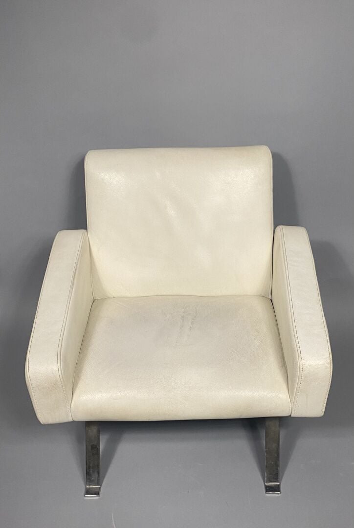 STEINER Paris - Joseph-André MOTTE (1925-2013) - Paire de fauteuils en cuir crè…