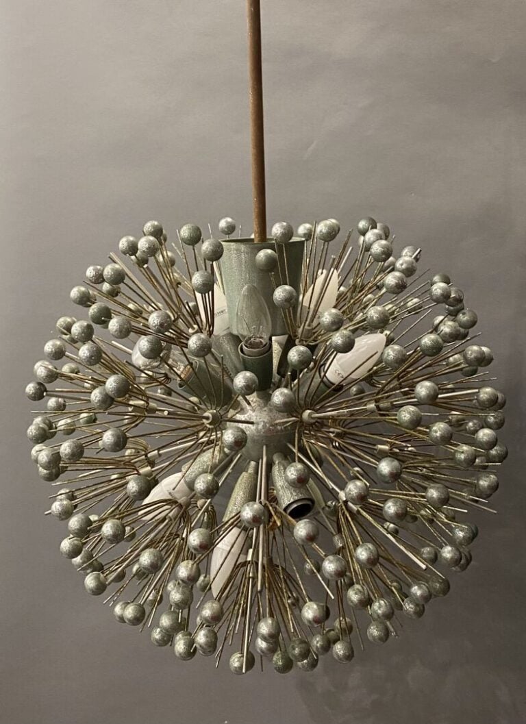 Travail 1970 - Suspension type Spoutnik en métal chromé - H (totale) : 83 cm -…