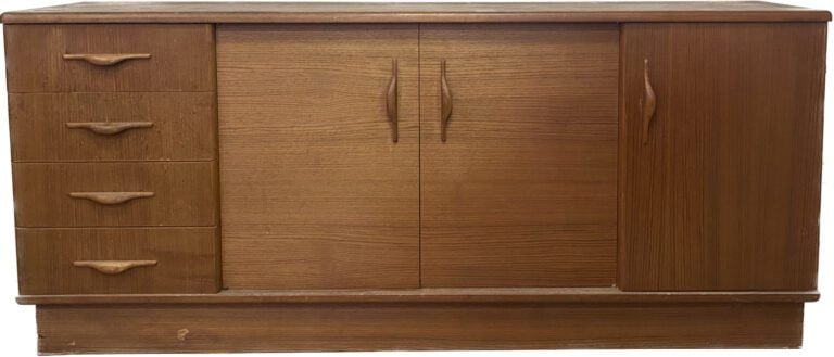 Travail DANOIS 1960 - Enfilade à caisson quadrangulaire en placage de bois exot…