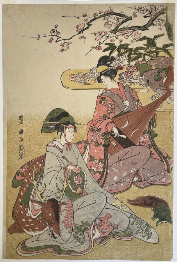 Utagawa Toyokuni (Toyokuni I) (1769-1825) - Deux oban tate-e, partie de triptyq…