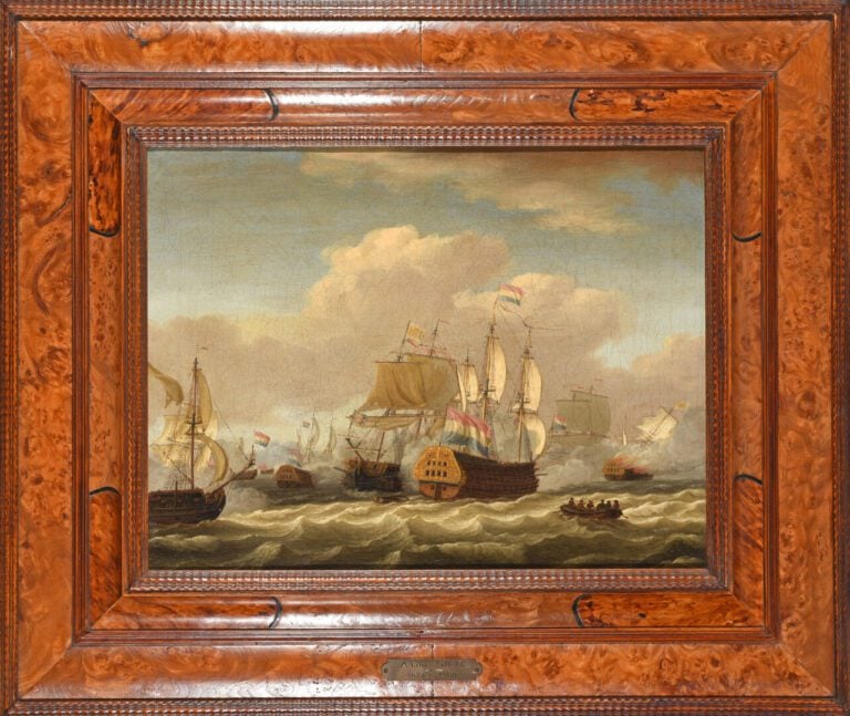 Adam SILO (1674-1760), attribué à - Combat naval - Huile sur toile - 30.5 x 40…