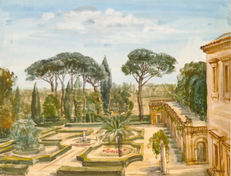 ALBERT DECARIS (1901-1988) - Villa Medicis à Rome - Aquarelle sur papier, signé…