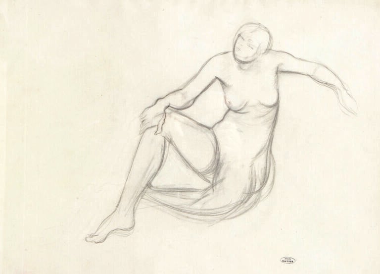 ANDRÉ DERAIN (1880-1954) - Nue assise - Crayon sur papier, cachet de la - signa…