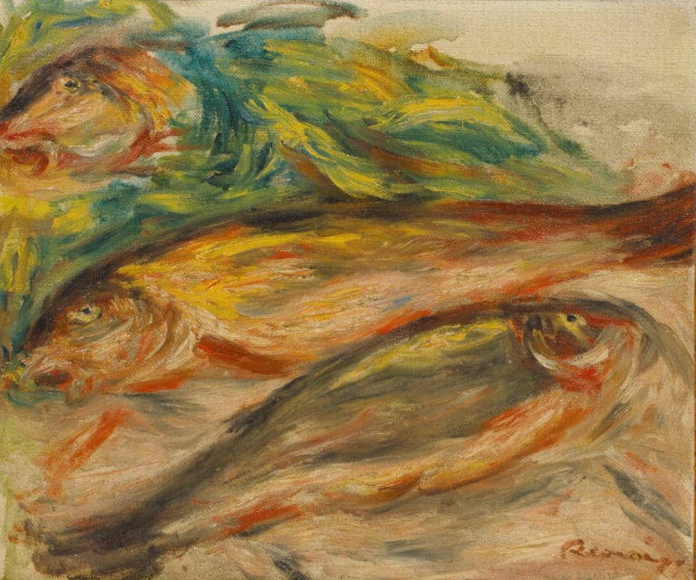 AUGUSTE RENOIR (1841-1919) - Poissons, c. 1910-1915 - Huile sur toile, signée e…