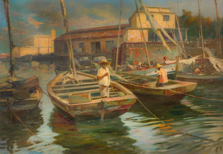 Carol KOSSAK (XXème siècle) - Port de Bahia - Huile sur toile, signée en bas à…