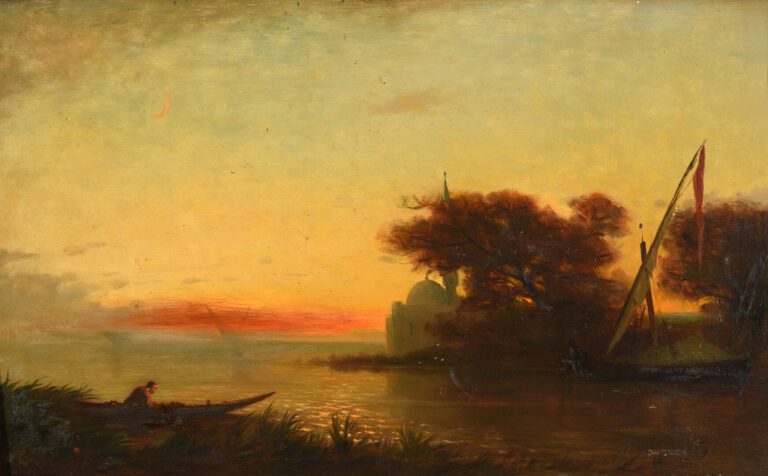 Charles Emile de TOURNEMINE (1812-1872) - Scène animée sur les rives du Bosphor…