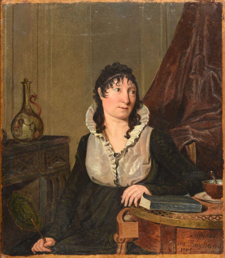 Christian-Louis Marie COLIN de La BIOCHAYE (1750-1813) - Femme dans un intérieu…