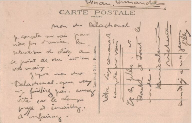 Correspondance adressée à Louis DELACHENAL (1897 - 1966) : - Après la guerre de…