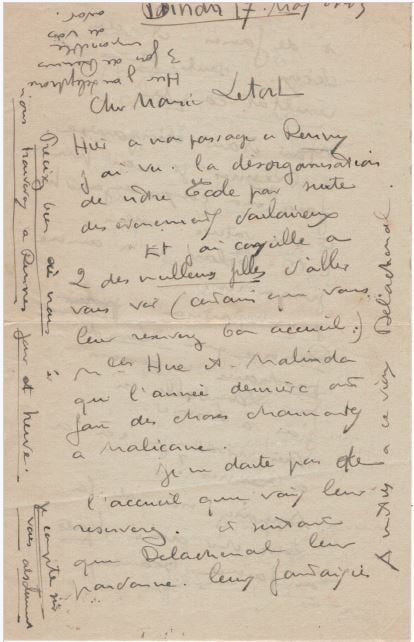 Correspondance adressée à Louis DELACHENAL (1897 - 1966) : - Après la guerre de…