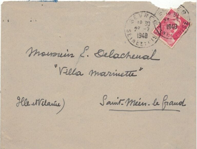 Correspondance adressée à Louis DELACHENAL (1897 - 1966) : - Après la guerre de…