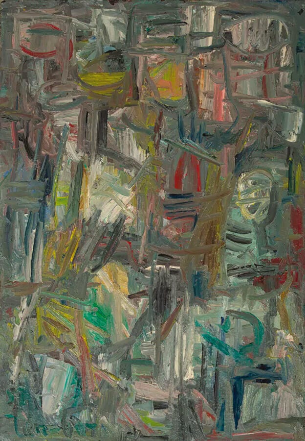 DAVID LAN BAR (1912-1987) - Abstraction, 1955 - Huile sur toile, signée en bas…