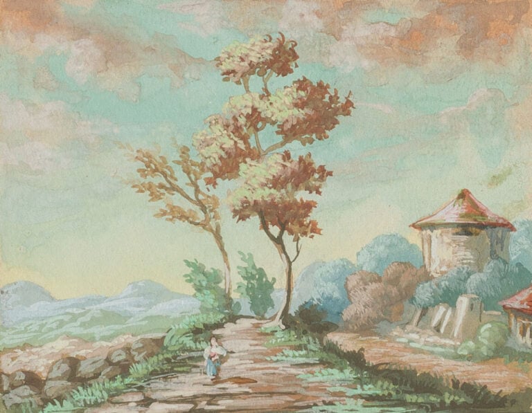 Deux petits cadres - Restauration avec des représentation - d'arbres à la gouac…