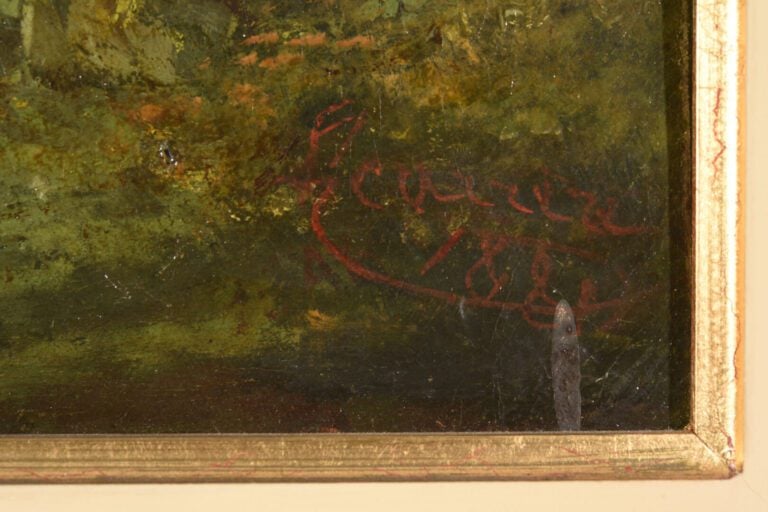 Ecole française de la fin du XIXe sècle - Paysage de sous-bois - Huile sur toil…