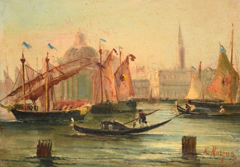 Ecole orientaliste de la fin du XIXe siècle - Vue de Venise et vue de Constanti…