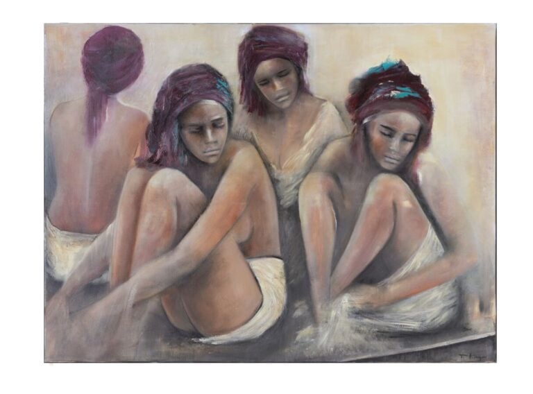 F Karom? - Le bain au harem - huile sur toile - signé en bas à droite et signé,…