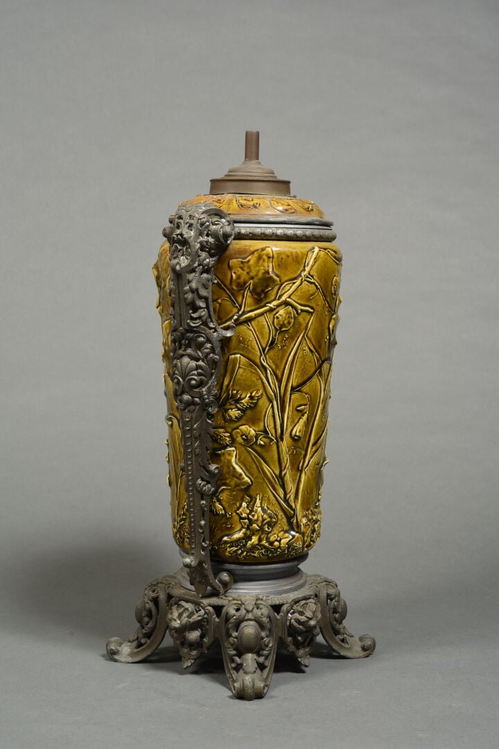 Faïence Ditmar URBACH - Vase couvert en céramique émaillée dans les tons olive…