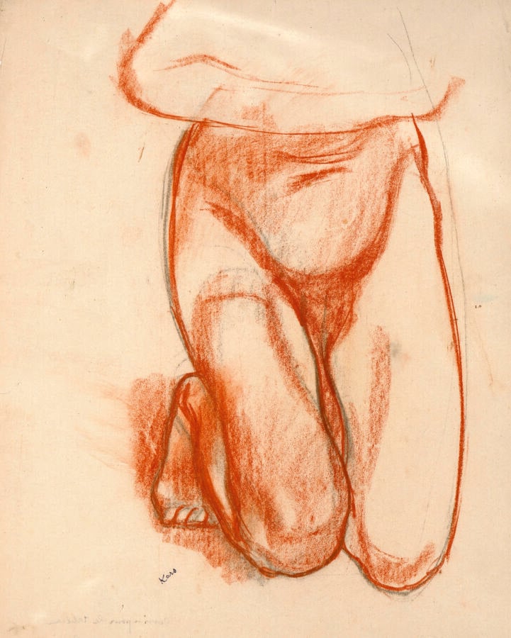 GEORGES KARS (1880/82-1945) - Etude de nu - Sanguine et fusain sur papier contr…