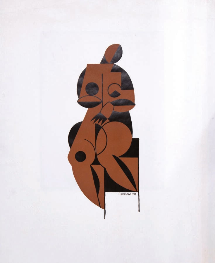 HENRYK BERLEWI (1894-1967) - Nu cubisant, 1922 - Linogravure sur papier, signée…