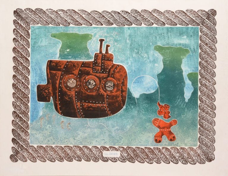 Hervé DI ROSA (1959) - "Le sous-marin" - Technique mixte, eau-forte sur cuivre,…