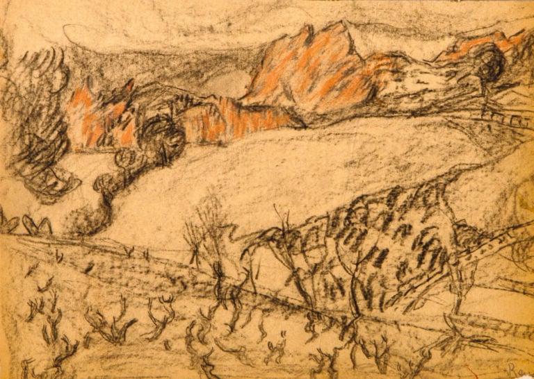 IRÈNE RÉNO (IRENA HASSENBERG - DIT) (1884-1953) - Paysage provençal - Sanguine…