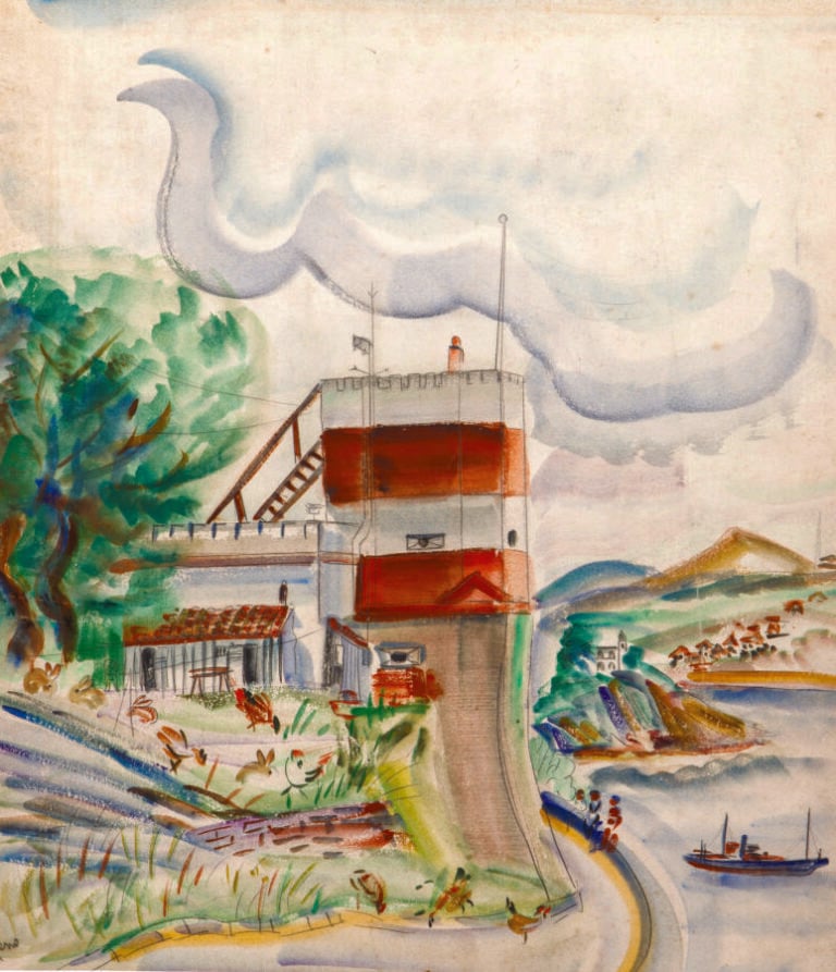 IRÈNE RÉNO (IRENA HASSENBERG DIT) (1884-1953) - Vue de Biarritz - Aquarelle sur…