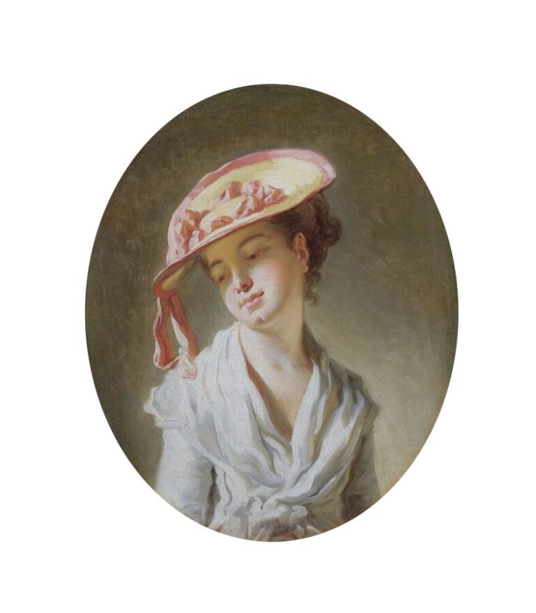 JEAN-HONORÉ FRAGONARD - (Grasse 1732 - Paris 1806) - La Jeune fille au chapeau…