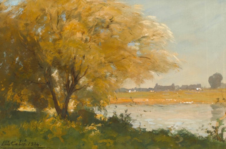 LOUIS ALEXANDRE CABIÉ (1853-1939) - Sur la Garonne à Portets, 1924 - Gouache su…