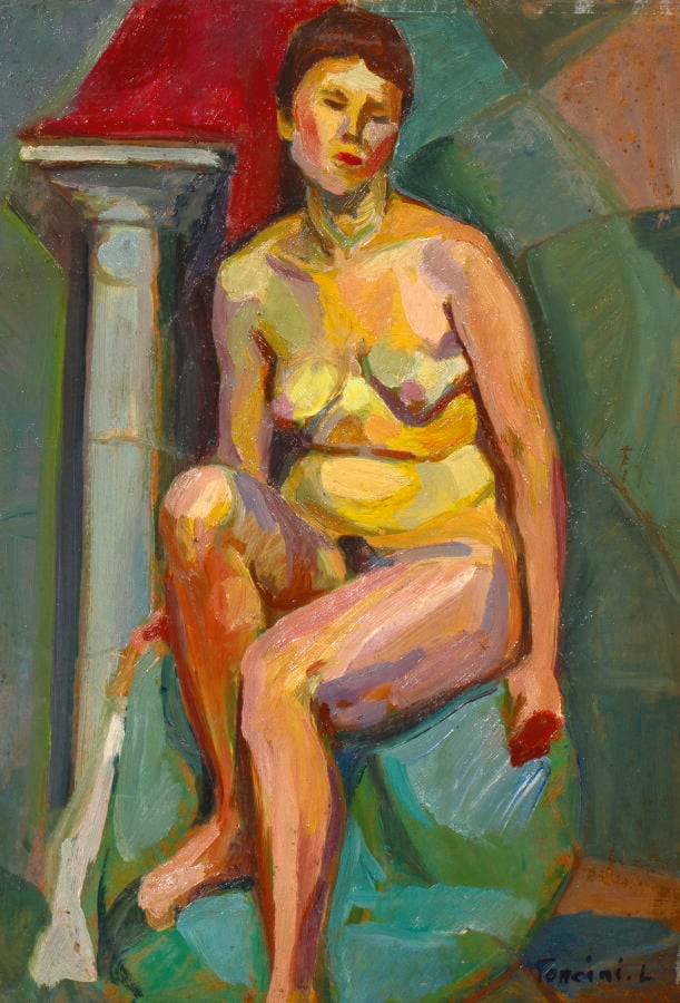 LOUIS TONCINI (1907-2002) - Nue assise - Huile sur isorel signée en bas à droit…