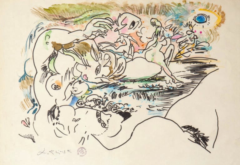 LUDWIG (LUDWIK) KLIMEK (1912-1992) - Baigneuses - Technique mixte sur papier, s…