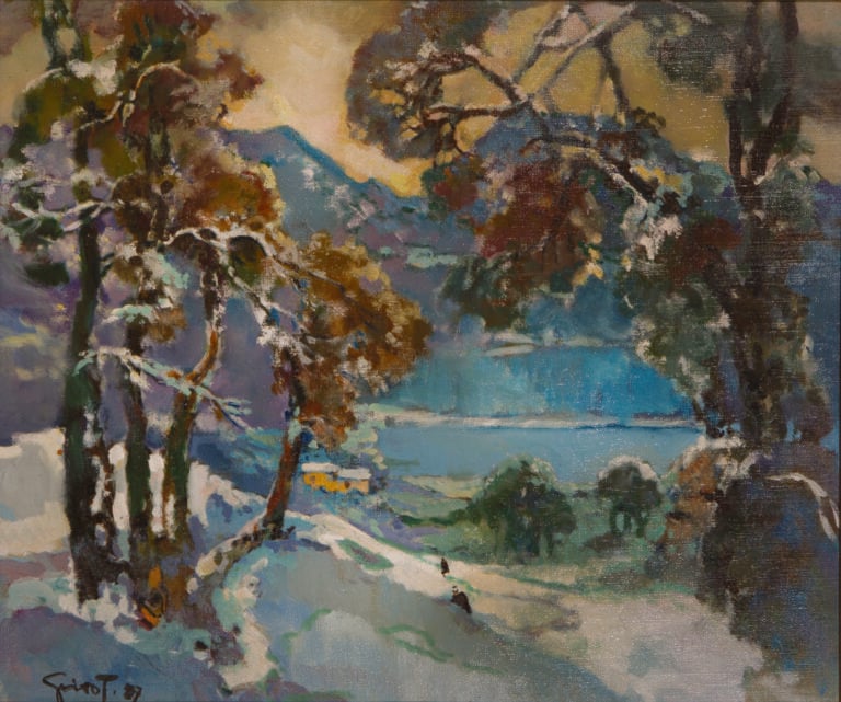 PIERRE GRISOT (1911-1995) - Valberg sur la neige, 1987 (?) - Huile sur toile -…