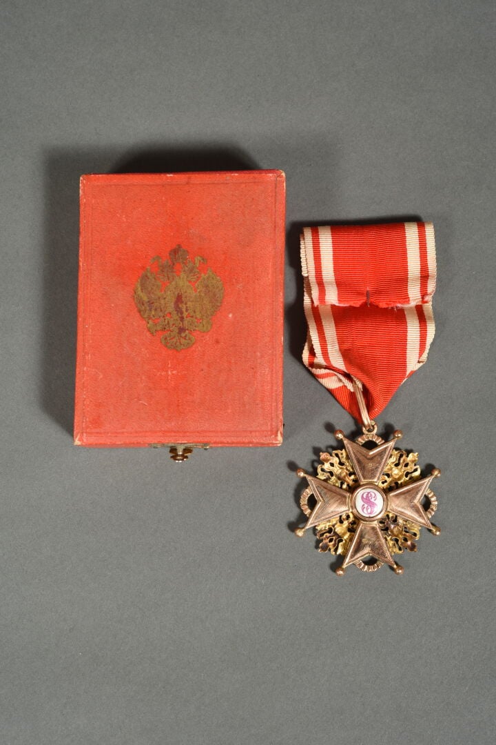 RUSSIE - Croix de l'Ordre de Stanislas de 2e classe à titre civil, en or 56 zol…