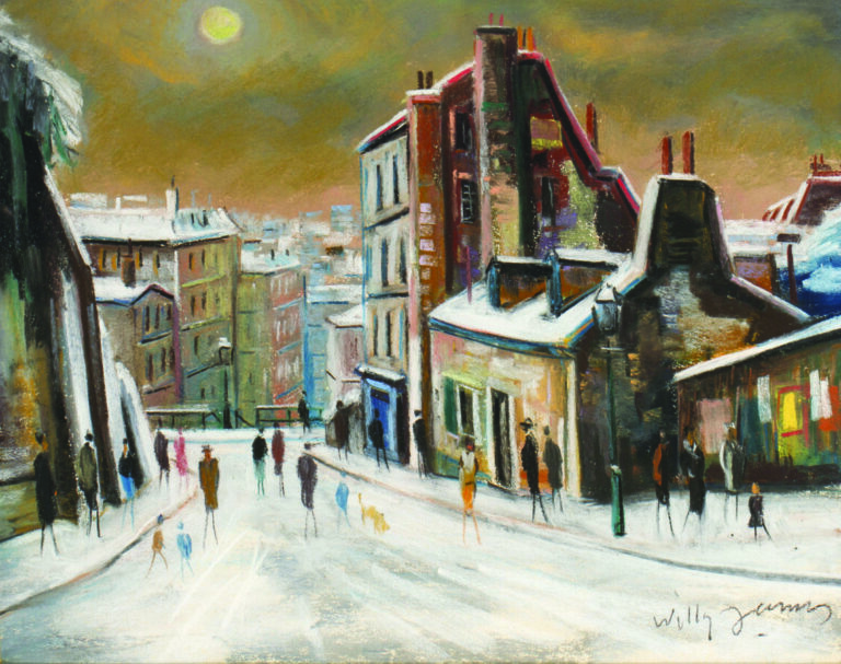 WILLY JAMES (WILLY JAMES ROCHAT - DIT )(1920-2004) - Rue de Montmartre - Pastel…