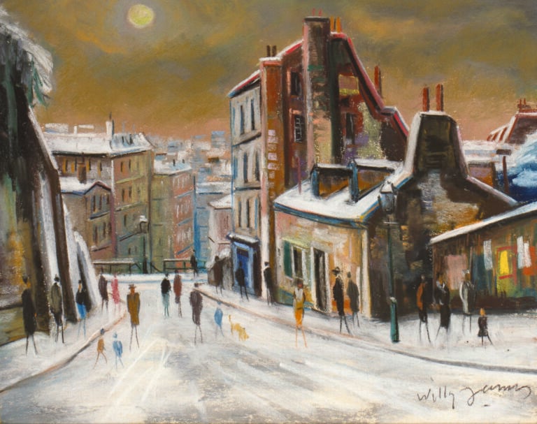 WILLY JAMES (WILLY JAMES ROCHAT - DIT )(1920-2004) - Rue de Montmartre - Pastel…