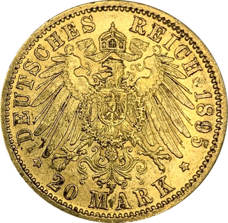 Allemagne - Friedrich Ier (1858-1907) - 20 Mark 1895 - A : Tête nue à gauche de…