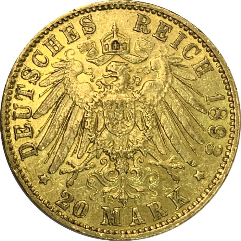 Allemagne - Hambourg - 20 Mark 1898 - A : Aigle de face couronné - R : Eu aux a…