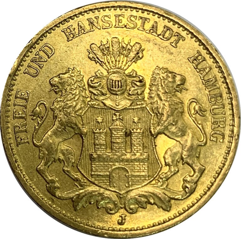 Allemagne - Hambourg - 20 Mark 1898 - A : Aigle de face couronné - R : Eu aux a…